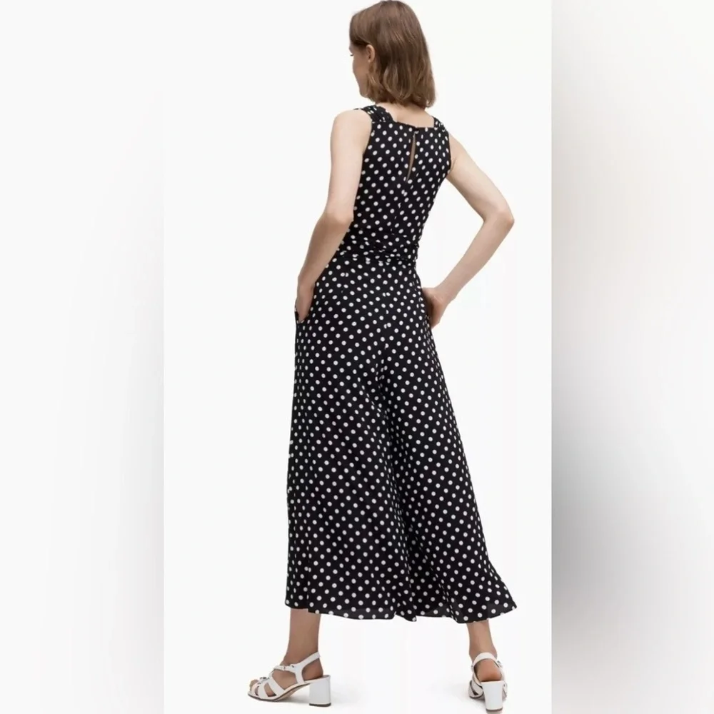 NWT Kate Spade Lia Polka Dot Tie Waist Wide Leg Jumpsuit